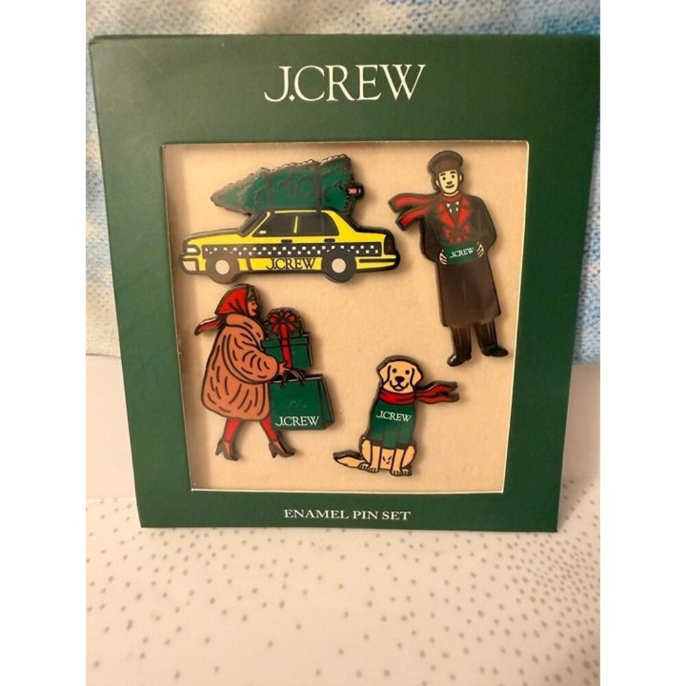 J Crew Enamel Holiday Pin Set of 4 in Original Packaging